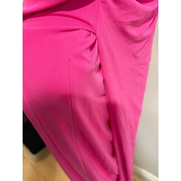 NWT Nookie Aria One Shoulder Ruched Matte Jersey Bodycon Gown Neon Pink Womens M - Picture 5 of 10